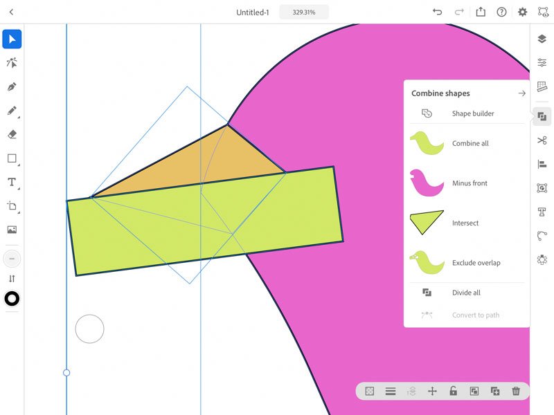 combinand forme Adobe Illustrator iPad
