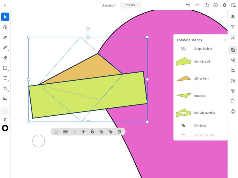 shapes builder Adobe Illustrator iPad